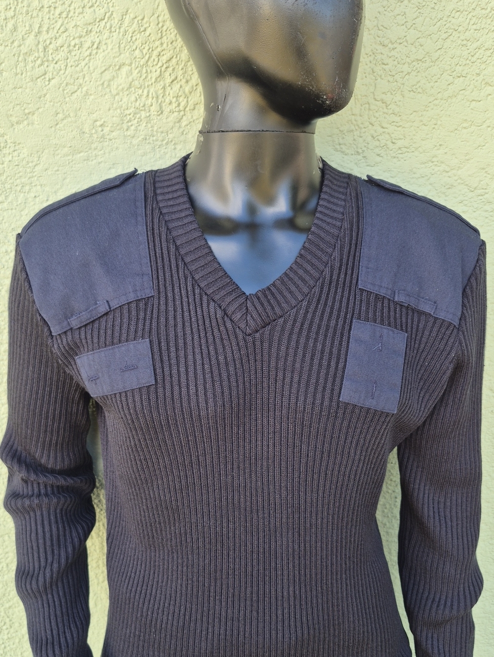 VF Imagewear Men's Vintage Blue 100% Acrylic Heavy Rib Knitted V Neck Sweater